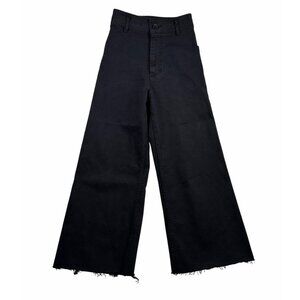 Zara Womens Wide-Leg Raw Hem Jeans Size 0 High Rise Trendy Streetcore Denim
